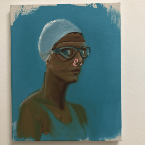 Autoportrait au pince nez - 2019. Crédit photo : Perla Msika.
