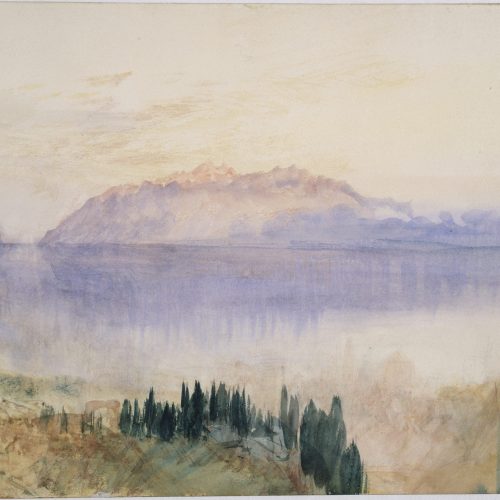 from Lausanne Sketchbook [Finberg CCCXXXIV], Lake Geneva, with the Dent d'Oche, from above Lausanne