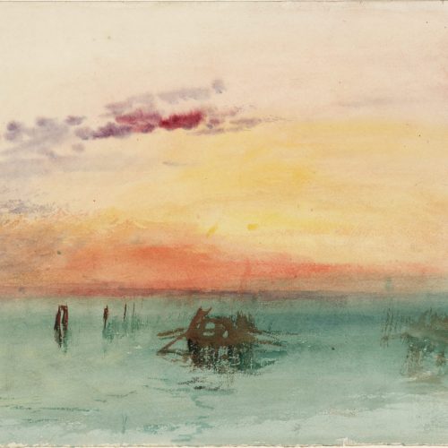 Venise : vue sur la lagune au coucher de soleil - 1840